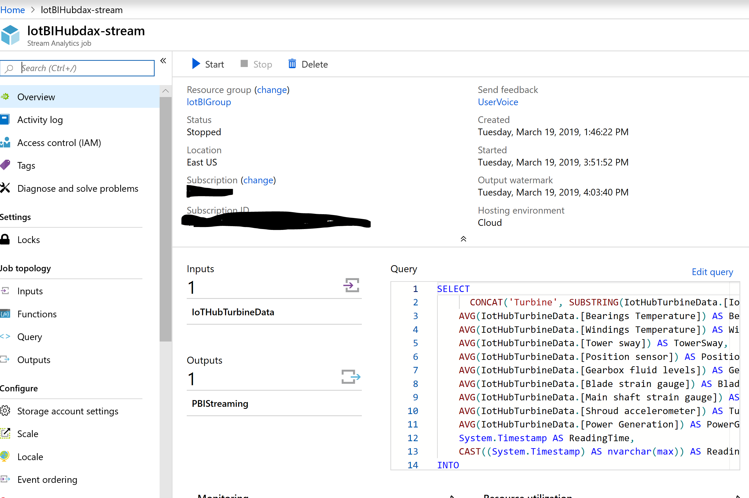 streaming analytics job
