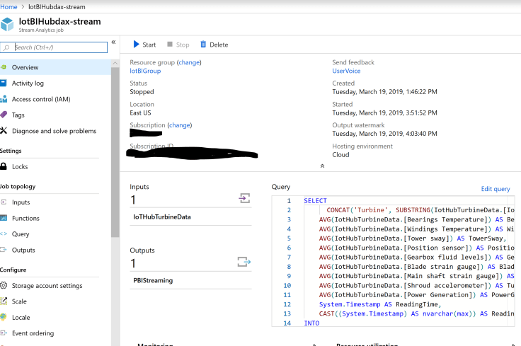streaming analytics job